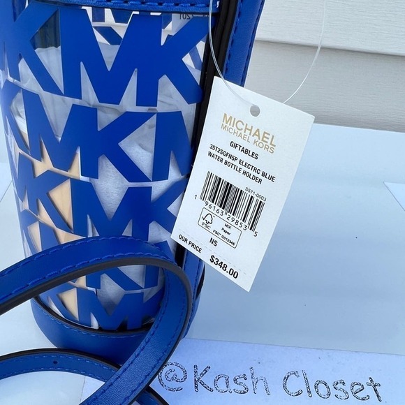 Michael Kors Water Bottle Crossbody Holder MK Giftable Electric Blue - Picture 4 of 10